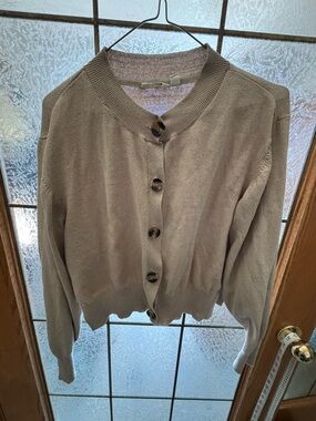 ECO BY DESIGN TAUPE BUTTON UP CARDIGAN 20” PTP
